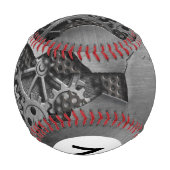 Monogramm Metallhintergrund mit mechanischer Besch Baseball (Rückseite)