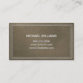 Monogramm Metallic | Doppelstickiges Sepia Leather Visitenkarte (Rückseite)