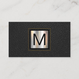 Monogramm Metallic   Gelbklee Visitenkarte