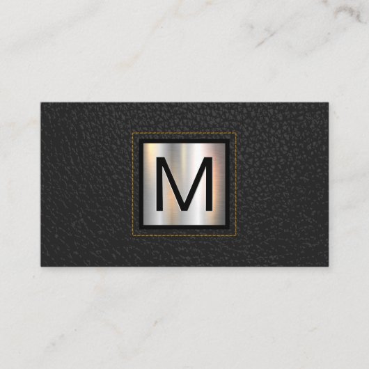 Monogramm Metallic | Gelbklee Visitenkarte (Vorderseite)