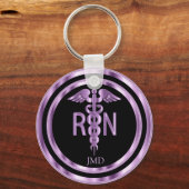 Monogramm Metallic Lila für eine registrierte Kran Schlüsselanhänger (Rückseite)