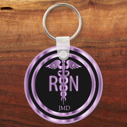 Monogramm Metallic Lila für eine registrierte Kran Schlüsselanhänger (Rückseite)