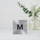 Monogramm | Metallic Quadratische Visitenkarte (Stehend Vorderseite)