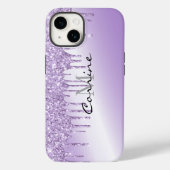 Monogramm Metallic Violet Lila Drift Glitzer Case-Mate iPhone Hülle (Rückseite)