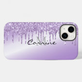 Monogramm Metallic Violet Lila Drift Glitzer Case-Mate iPhone Hülle (Rückseite (Horizontal))