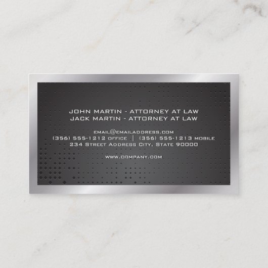 Monogramm | Metallische Grenze | Silbergrenze Visitenkarte (Rückseite)