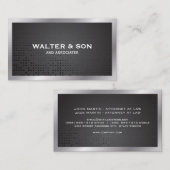 Monogramm | Metallische Grenze | Silbergrenze Visitenkarte (Vorne/Hinten)