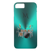Monogramm-metallischer aquamariner Trommel-Musik Case-Mate iPhone Hülle (Rückseite)
