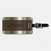 Monogramm-metallischer Goldblick Gepäckanhänger (Vorderseite horizontal)