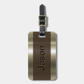 Monogramm-metallischer Goldblick Gepäckanhänger (Vorderseite vertikal)