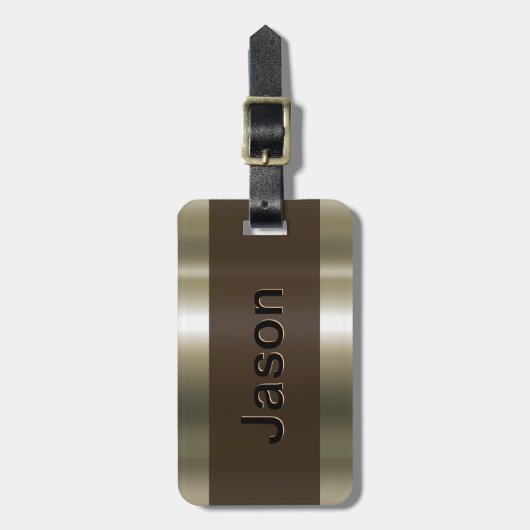 Monogramm-metallischer Goldblick Gepäckanhänger (Vorderseite vertikal)