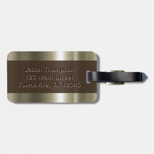 Monogramm-metallischer Goldblick Gepäckanhänger (Rückseite horizontal)