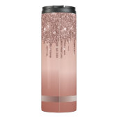 monogramm metallischer Rose, vergoldeter Glitzer Thermosbecher (Rückseite)