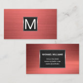 Monogramm | Metallischer roter Hintergrund Visitenkarte (Vorne/Hinten)