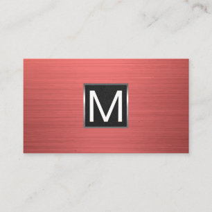 Monogramm   Metallischer roter Hintergrund Visitenkarte