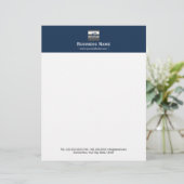 Monogramm-Metalllogo-Marine-Blau-modernes Briefbogen (Stehend Vorderseite)