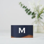 Monogramm | Metallwelle Visitenkarte (Stehend Vorderseite)