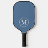 Monogramm Mid Century Solid Capri Blue Farbe Pickleball Schläger (Vorderseite)