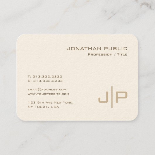 Monogramm Mighty Size Luxus Creme Visitenkarte (Rückseite)