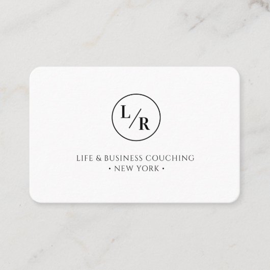 Monogramm, mindestens weiße Visitenkarte (Vorderseite)