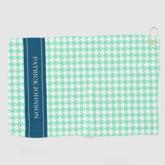 Monogramm-Mini-Hahnentrittmuster mit personalisier Golfhandtuch (Horizontal)