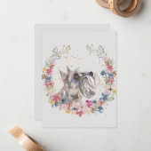 Monogramm Miniatur Schnauzer Frühlingsblumen Mitteilungskarte (Vorderseite/Rückseite Beispiel)