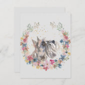 Monogramm Miniatur Schnauzer Frühlingsblumen Mitteilungskarte (Vorne/Hinten)