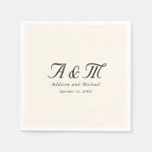 Monogramm, Minimal, elegant, Beige, Hochzeit Serviette (Vorderseite)