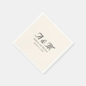 Monogramm, Minimal, elegant, Beige, Hochzeit Serviette (Ecke)