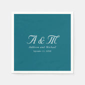 Monogramm, Minimal, elegant, Benzin, Hochzeit Serviette (Vorderseite)