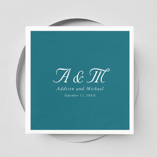 Monogramm, Minimal, elegant, Benzin, Hochzeit Serviette