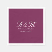 Monogramm, Minimal, elegant, Kirschrot, Hochzeit Serviette (Vorderseite)