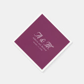 Monogramm, Minimal, elegant, Kirschrot, Hochzeit Serviette (Ecke)