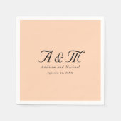 Monogramm, Minimal, elegant, Pfirsich, Hochzeit Serviette (Vorderseite)