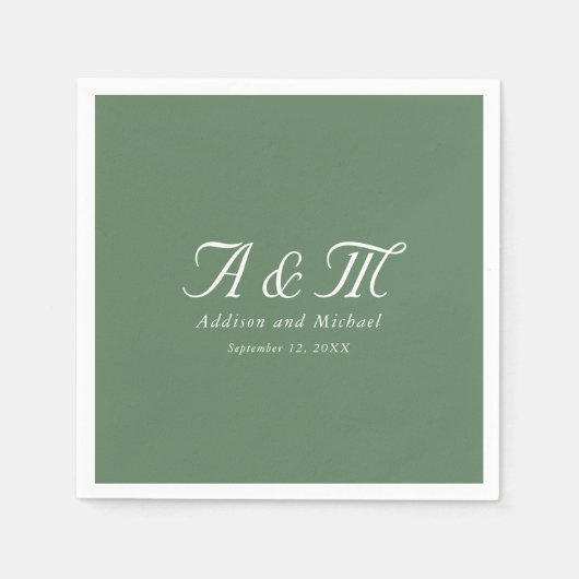 Monogramm, Minimal, elegant, Powder Green Wedding Serviette (Vorderseite)