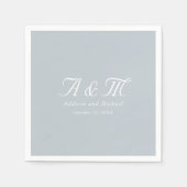 Monogramm, Minimal, elegant, Pulver blau, Hochzeit Serviette (Vorderseite)
