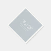 Monogramm, Minimal, elegant, Pulver blau, Hochzeit Serviette (Ecke)