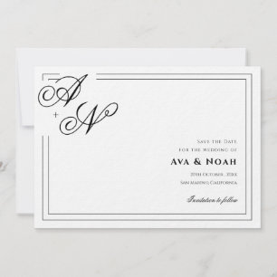 Monogramm-Minimal-Klassiker-Heiratstermin-Karte Einladung