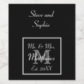 Monogramm-Minimal | Schwarz-Weiß-Hochzeit Weinetikett (Einzelnes Label)