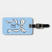 Monogramm-Minimal-Script-Cocquette-Schleife Blau Gepäckanhänger (Vorderseite horizontal)