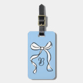 Monogramm-Minimal-Script-Cocquette-Schleife Blau Gepäckanhänger (Vorderseite vertikal)
