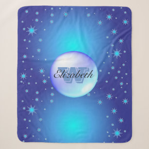 Monogramm-Minimalismus Blaue Glitter Hintergrund Sherpadecke