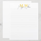 Monogramm-Minimalist Chic Name Briefpapier (Vorne/Hinten)