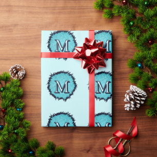 Monogramm minimalist einfaches chic blau abstrakt geschenkpapier