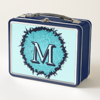 Monogramm minimalist einfaches chic blau abstrakt metall brotdose