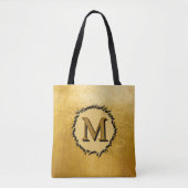 Monogramm minimalist einfaches Schwarz Faux-Gold Tasche (Vorderseite)
