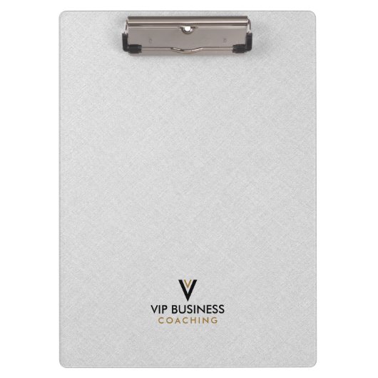 Monogramm minimalist grau Leinen Klemmbrett (Vorderseite)
