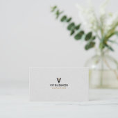 Monogramm minimalist grau Leinen Telefonnummerkarte (Stehend Vorderseite)
