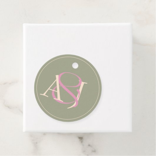 Monogramm-Minimalist-Hochzeit in Salbeigrün und Ro Geschenkanhänger (Beispiel)