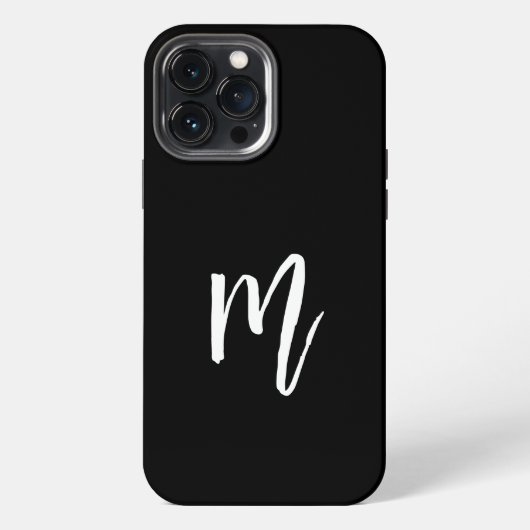 Monogramm-Minimalist Initial Schwarz iPhone Hülle (Rückseite)